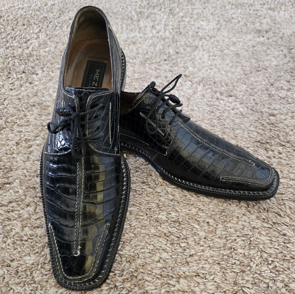 Mezlan Black Crocodile Embossed Men's Shoes